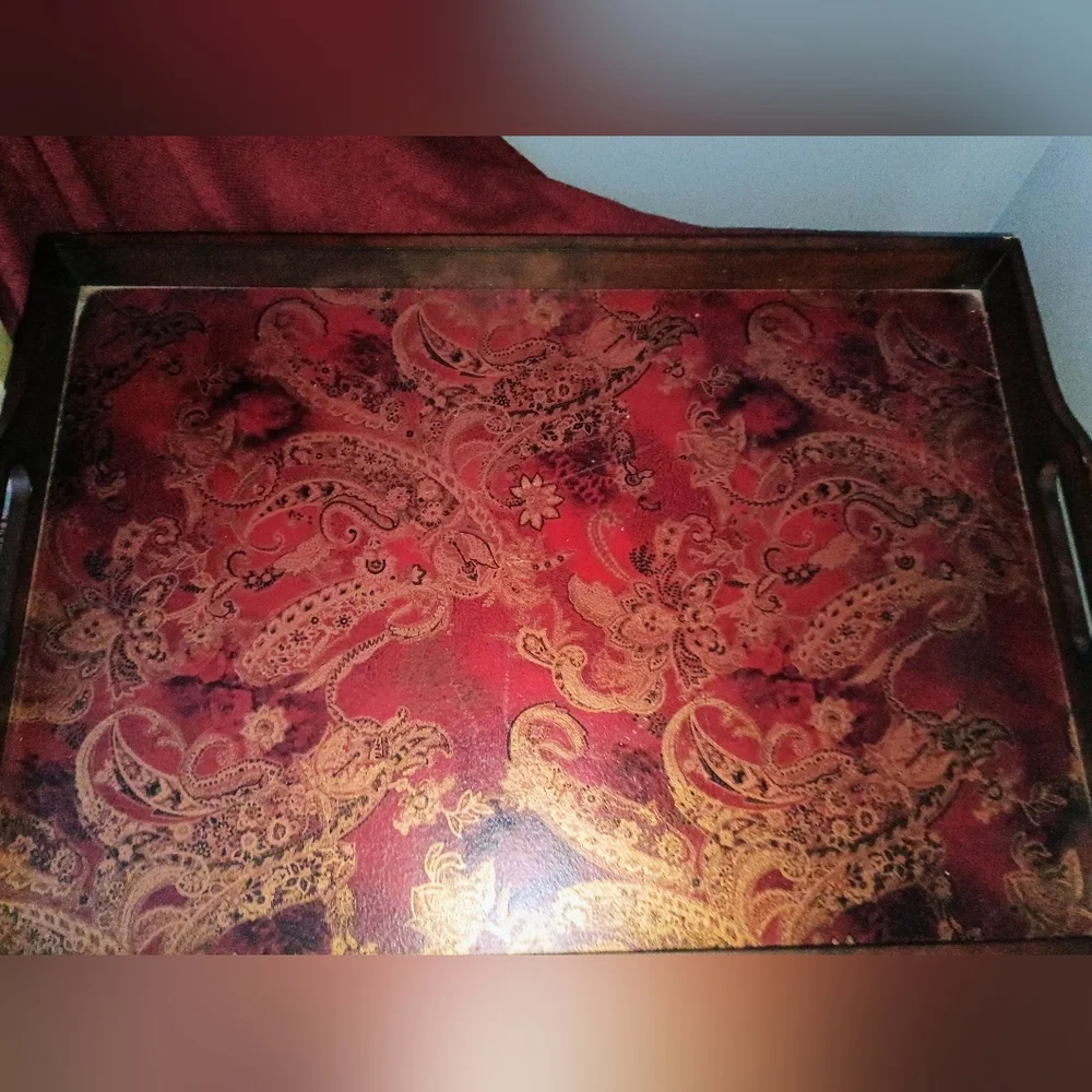 Large Capacity Serving Accent Tray With Built-in Carrying Handles
